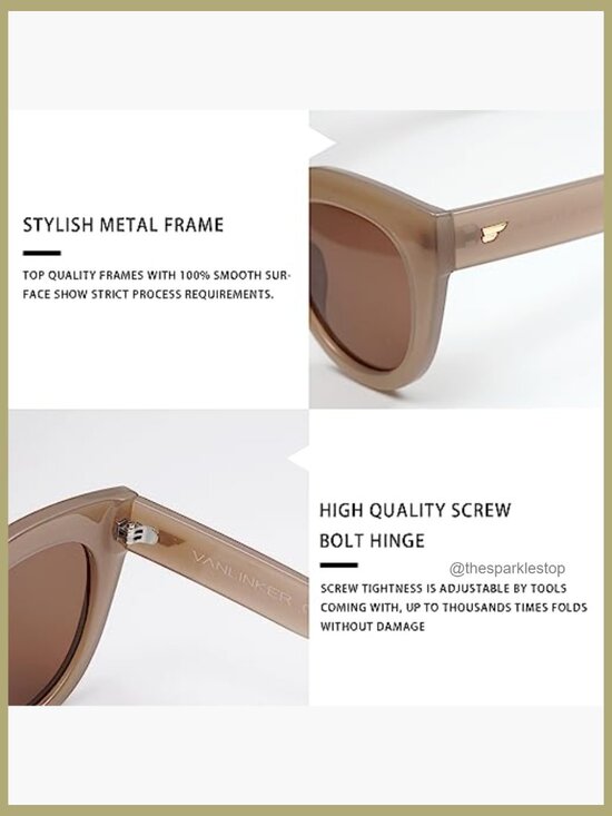 Polarized Cat Eye Sunglasses Retro Oversized Plastic Frame main image 5
